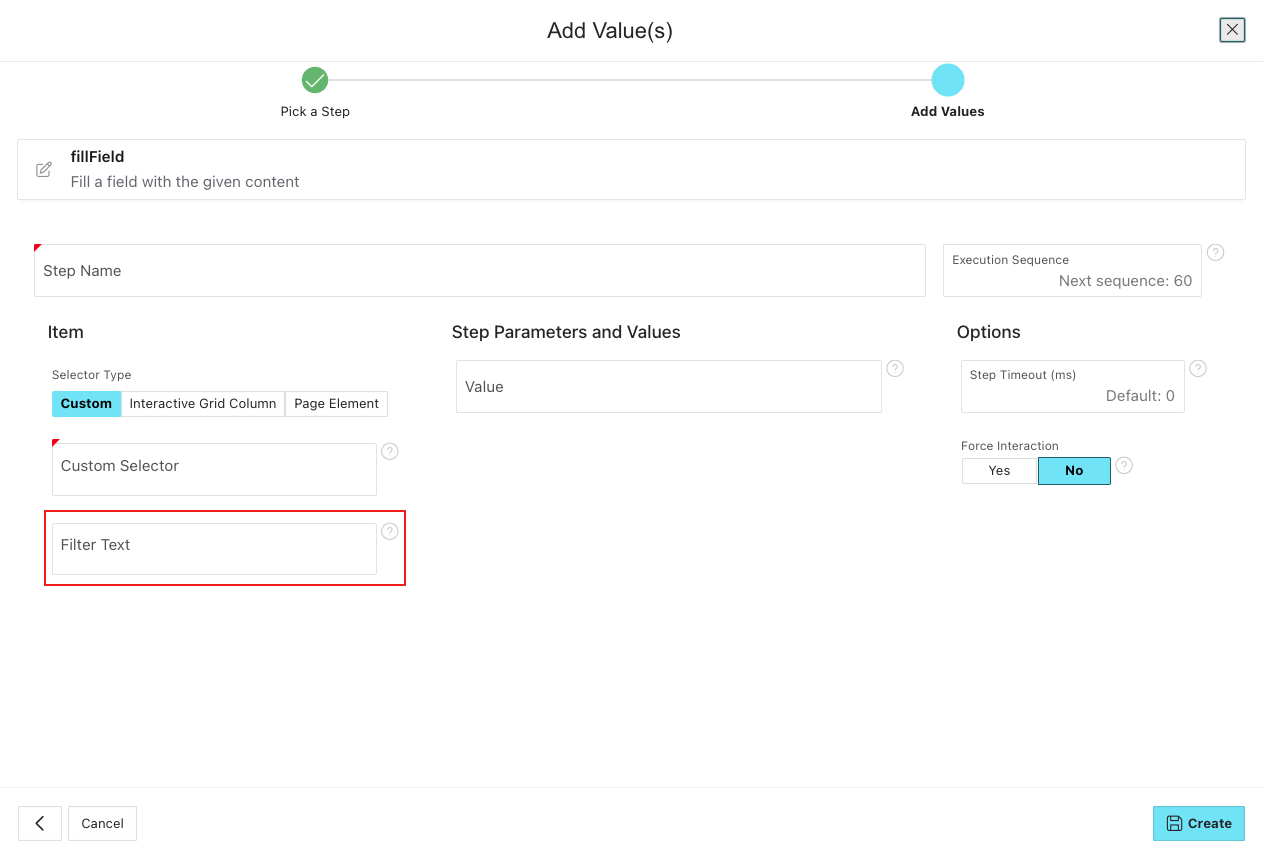 LCT Custom Selector Filter Text