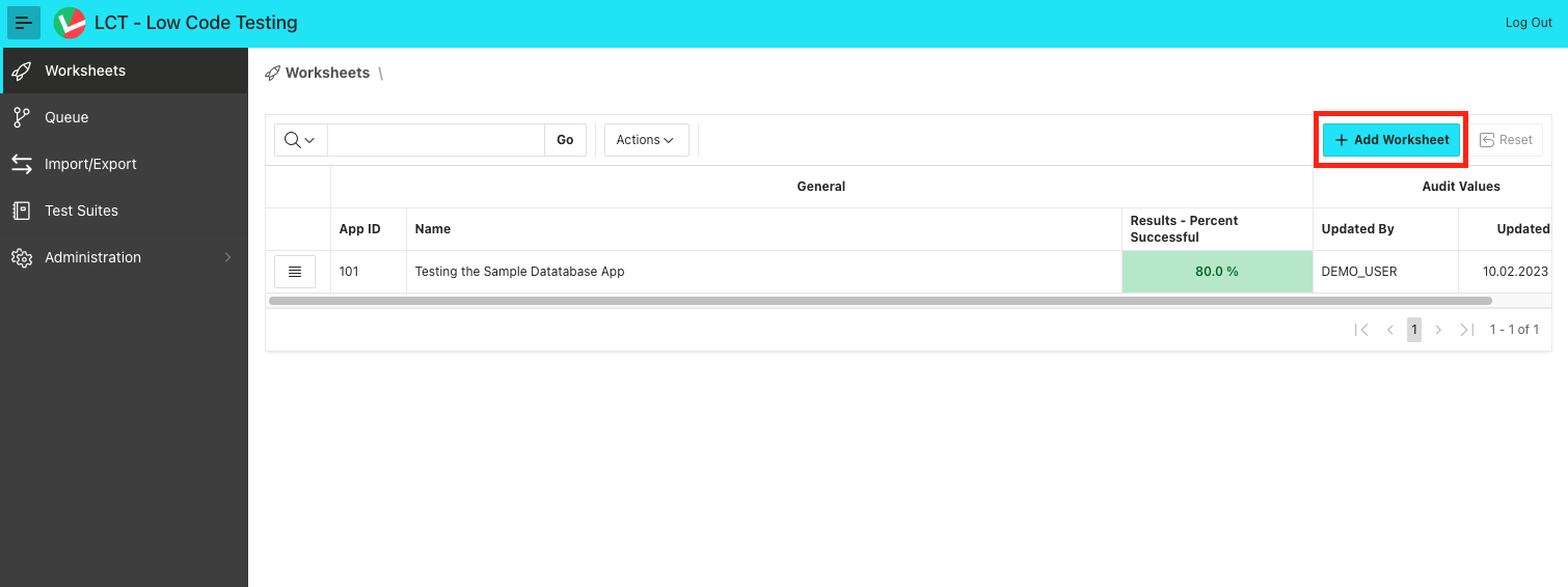 Add Worksheet | Open Dialog
