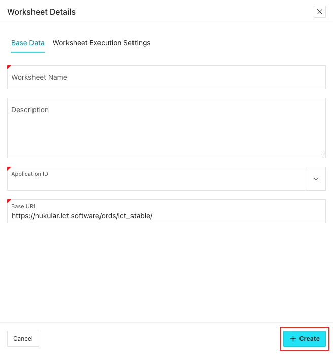 Add Worksheet | Click Create