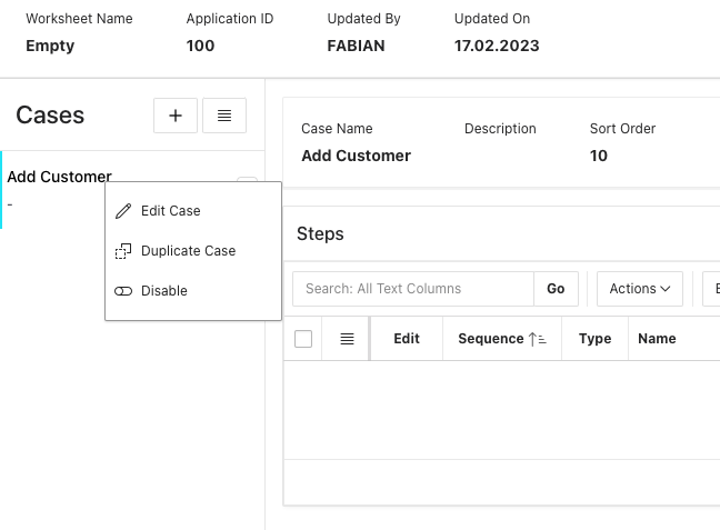 Duplicate Test Case via right click