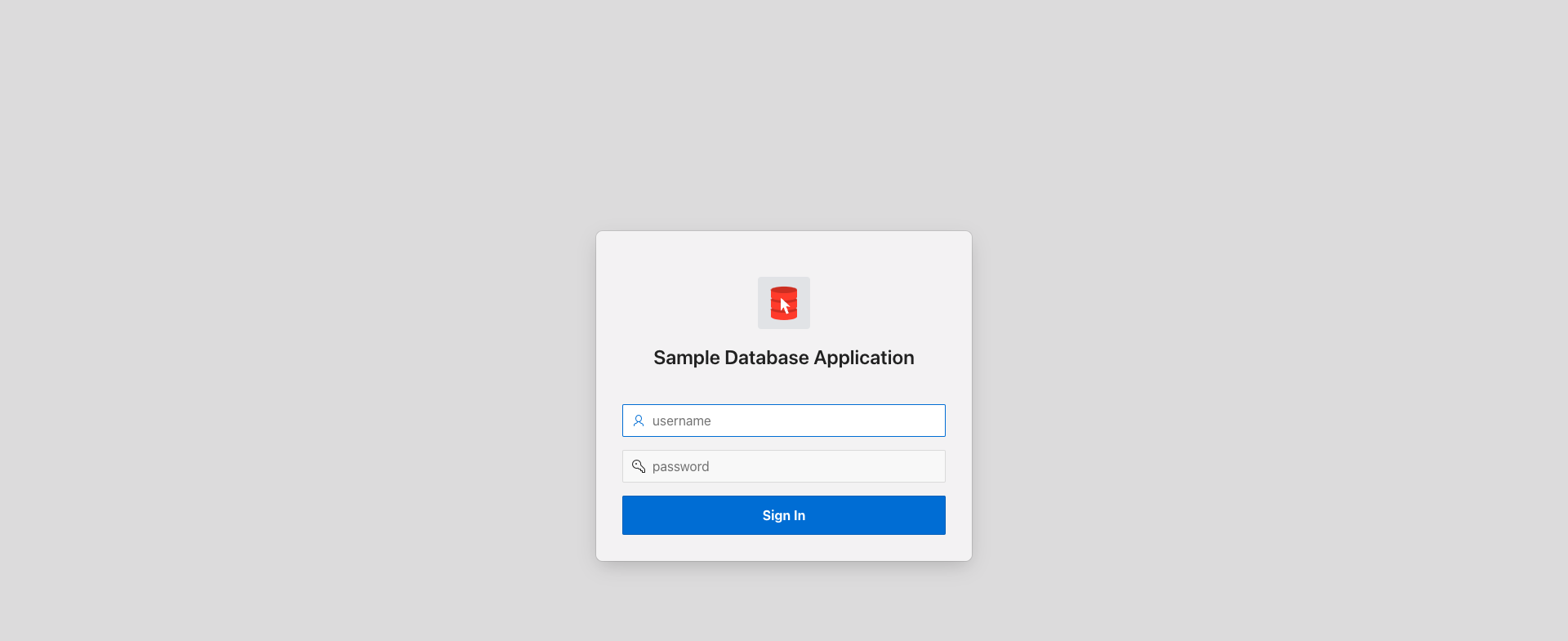 Sample Database Application - Login Page 